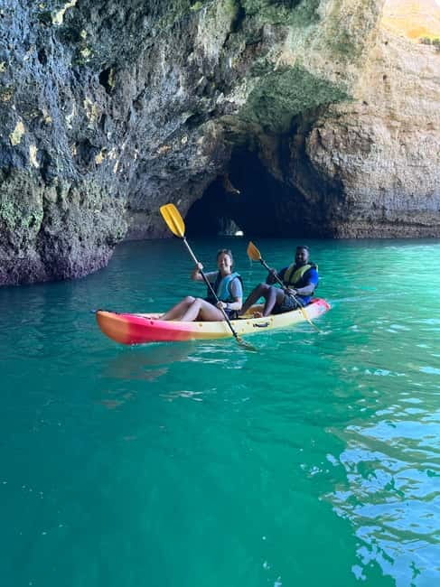 Albufeira: Caves and Cliffs Kayaking Tour - Entering Caves and Swimming at Praia das Salamitras
