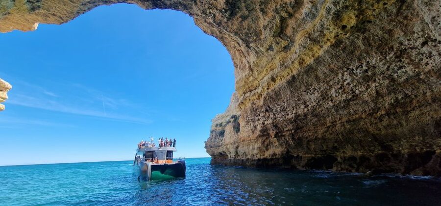 Albufeira: Coastline and Benagil Caves Tour by Catamaran - On Board: What the Catamaran Experience Feels Like