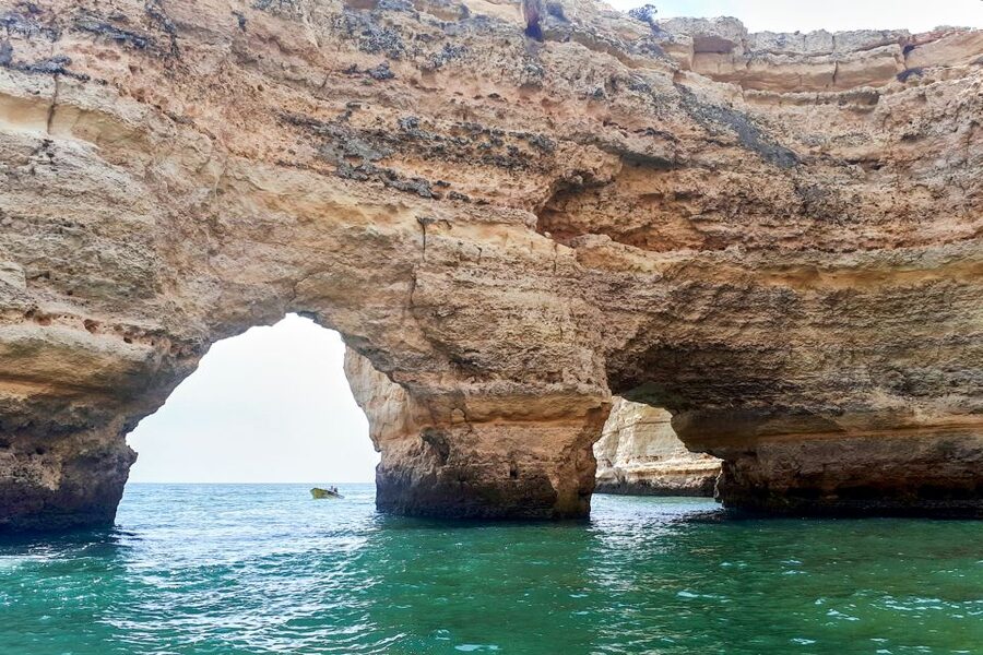 Benagil: Benagil Caves and Secret Spots Guided Kayaking Tour - Praia da Marinha: dramatic cliffs plus a real shoreline break