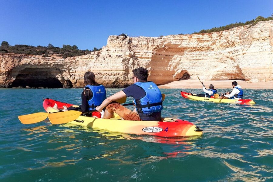 Benagil: Benagil Caves and Secret Spots Guided Kayaking Tour - The 2-hour flow: Benagil start, sea caves, then Praia da Marinha