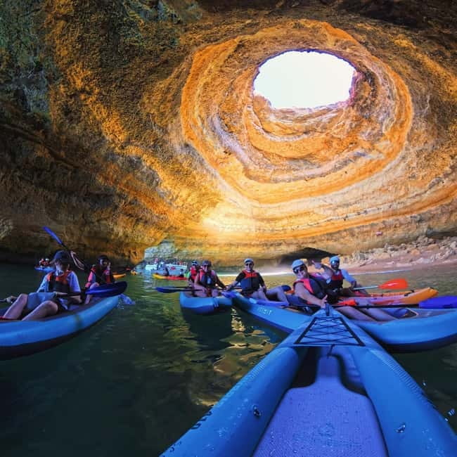 Benagil: Guided Kayak Tour inside caves and Praia da Marinha - Waterproof phone moments: getting photos without sand-swap chaos