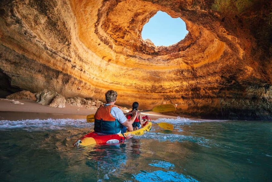 Benagil: Guided Kayaking Tour to the Benagil Cave - What happens on the water: from Benagil Beach to the cave route