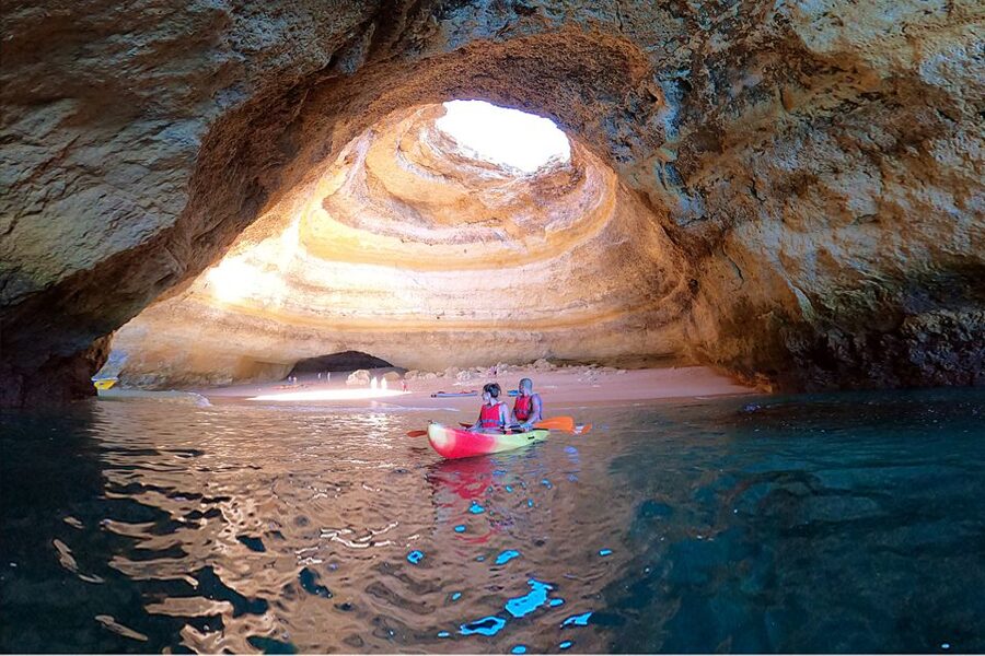 Benagil: Kayaking Adventure in Benagil Caves & Marinha Beach - Benagil kayak logistics: starting on the sand, not a bus