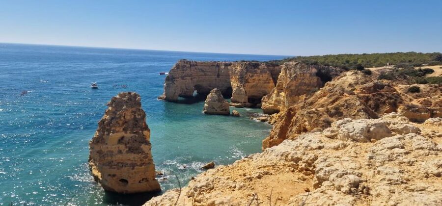 From Faro: 7 Valleys Hiking, Benagil Cave, & Snorkeling Tour - Praia da Marinha Viewpoints: The Heart-Shaped Arch Moment