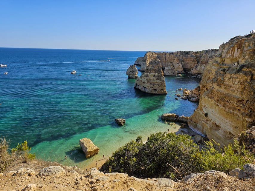 From Faro: Benagil Cave, Marinha Beach, Algar Seco & More - Praia da Marinha: swim time plus the Seven Hanging Valleys vibe