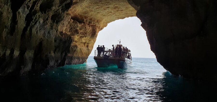 From Lagos: Benagil Caves Catamaran Cruise - Benagil Sea Cave: the dome, the skylight, and the best viewing line