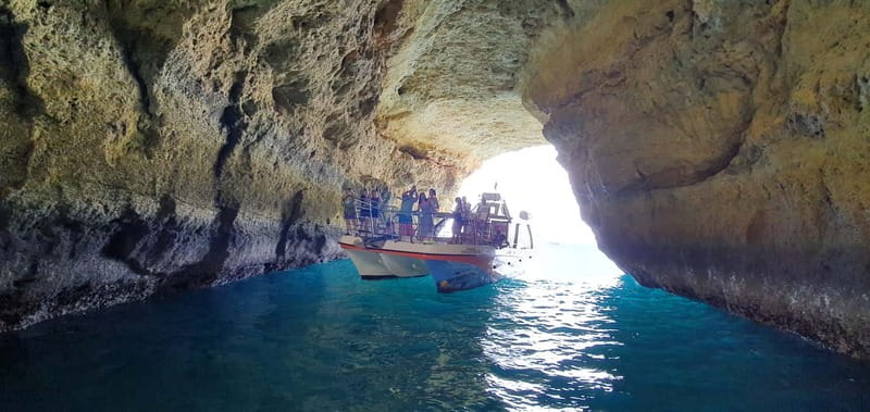 From Lagos: Benagil Caves Catamaran Cruise - The swim stop near Benagil: towel, timing, and condition checks