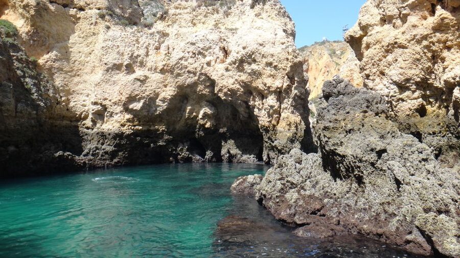From Lagos: private Ponta da Piedade Sunset Cruise - The sunset moment over the Atlantic Ocean
