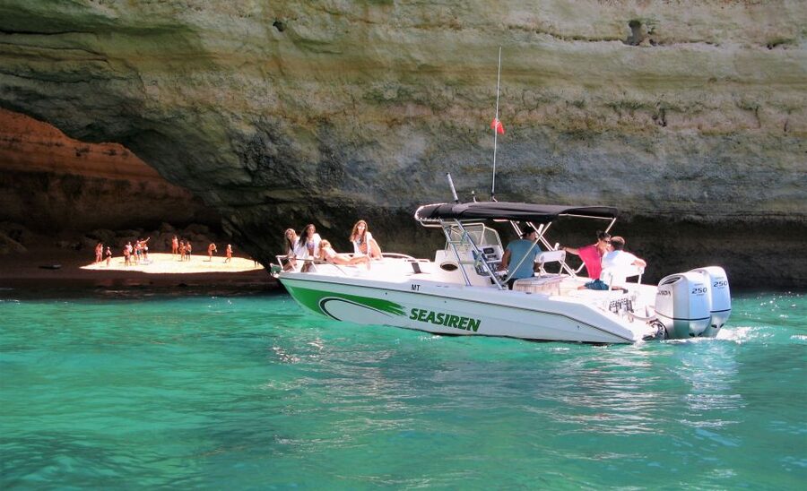From Portimão: Private Benagil Caves Boat Tour with Drinks - Benagil Cave overhead coolness and what you should look for