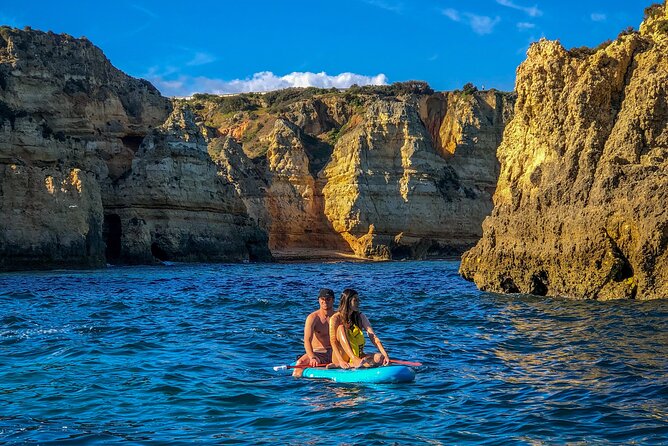 Kayak rental at Sunrise in Lagos - The support boat: calm confidence, not a big escort show