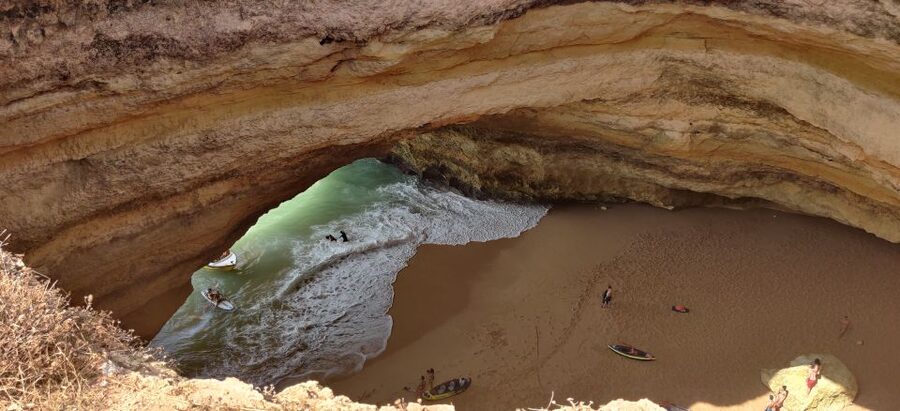 Quarteira: Benagil Cave Guided Catamaran Day Cruise & Drink - Getting into Benagil Cave: what the guided interior visit really means
